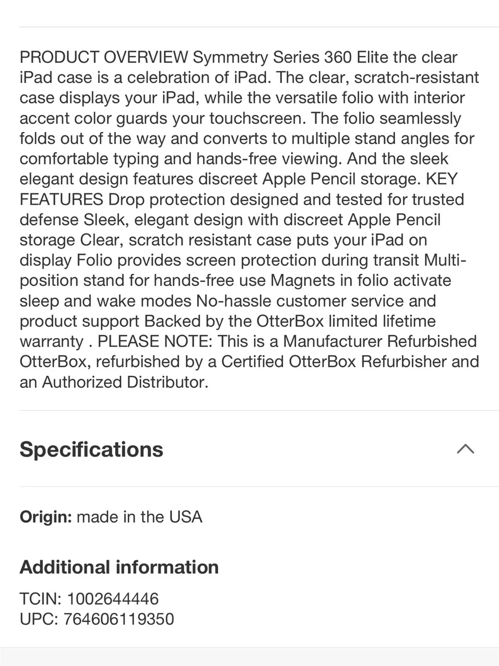 OtterBox Symmetry Series Foldable Tablet Case in Grey